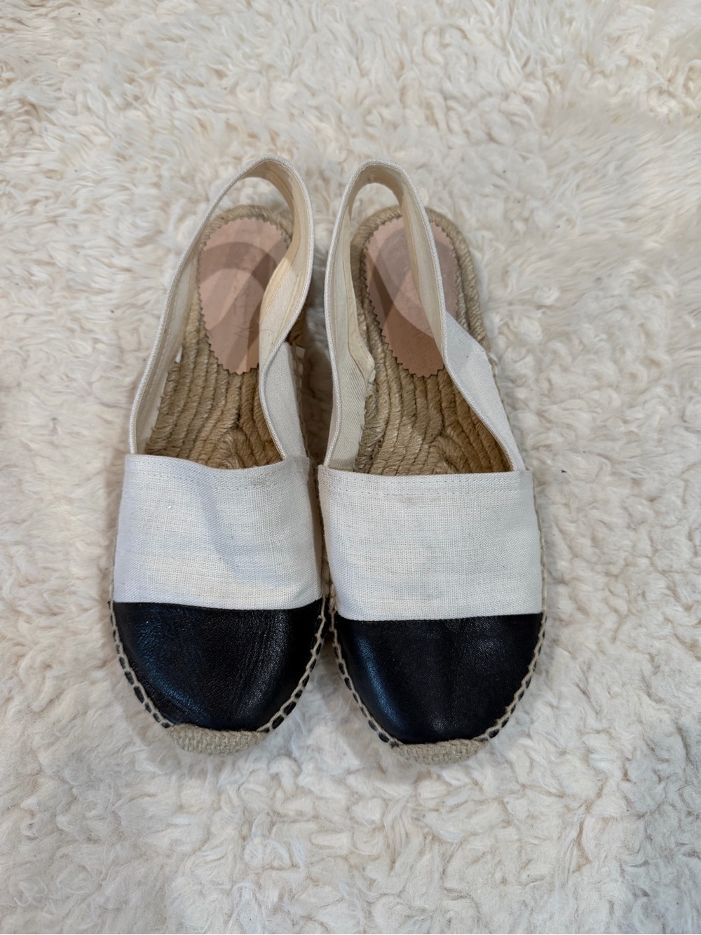 J. Crew Two-Tone Canvas Slingback Espadrilles in White and Black
